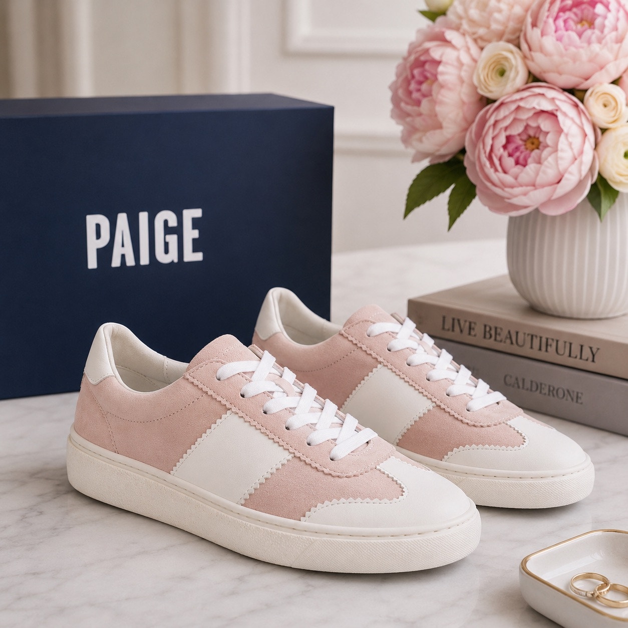 Nib Paige Brie Sneakers White Blush Leather Portugal Size 6